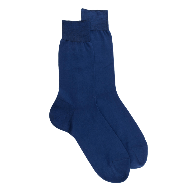 Chaussettes homme fines 100% fil d'Écosse - Bleu Voilier | Doré Doré