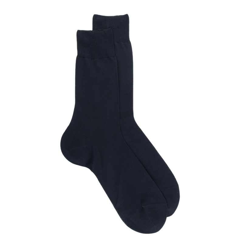 Chaussettes Homme pur fil d'écosse en maille jersey - Bleu marine foncé | Doré Doré