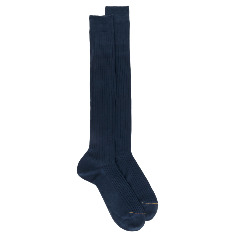 Mi-bas homme luxe 100% fil d'Ecosse extra fin - Bleu marine | Doré Doré