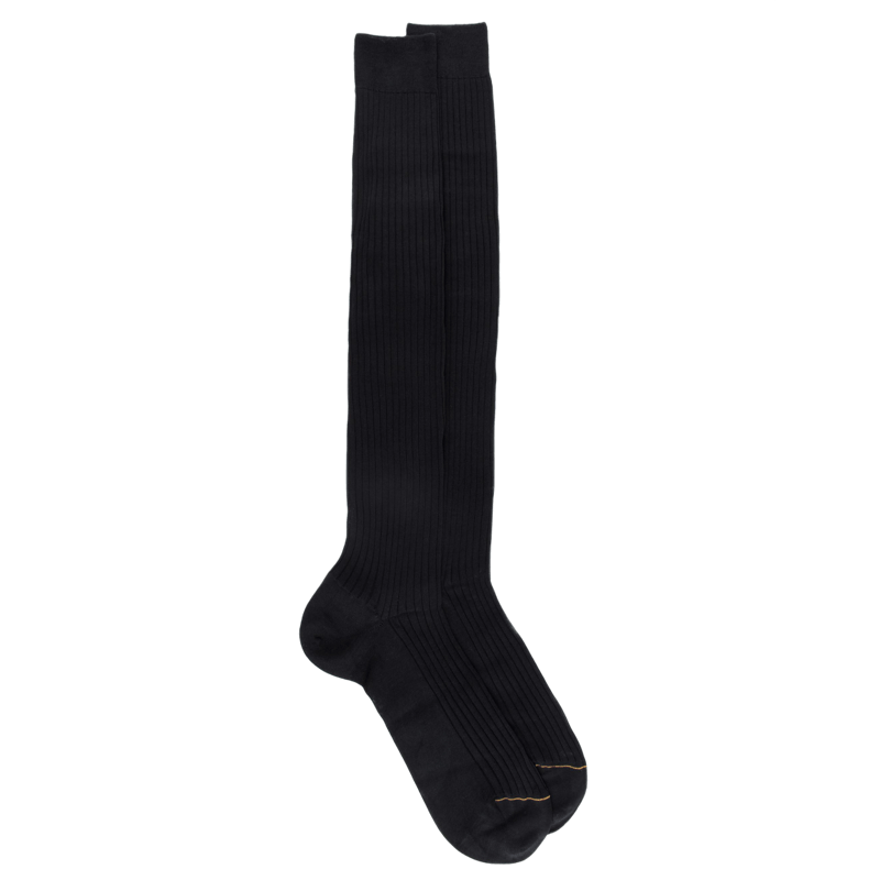 Mi-bas homme luxe 100% fil d'Ecosse extra fin - Noir | Doré Doré