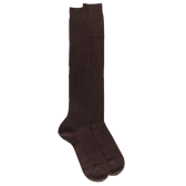 Mi-bas homme côtelés 100% fil d'écosse - Marron chocolat | Doré Doré