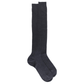 Mi-bas homme côtelés 100% fil d'écosse - Gris anthracite | Doré Doré