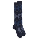Mi-bas homme en laine mérinos et motifs jacquard - Bleu | Doré Doré