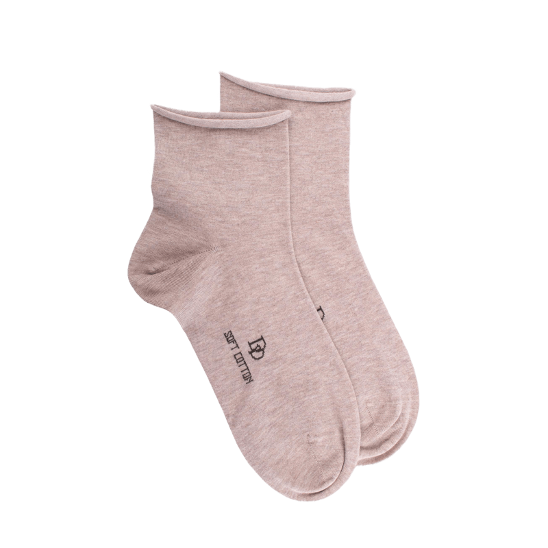 Socquettes avec bord roulé en coton égyptien - Beige | Doré Doré