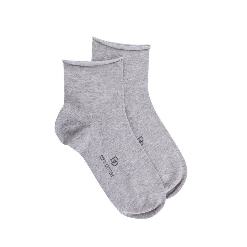 Socquettes avec bord roulé en coton égyptien - Gris | Doré Doré