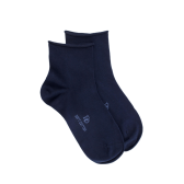Socquettes avec bord roulé en coton égyptien - Bleu | Doré Doré