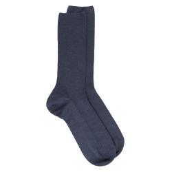 Chaussettes homme spéciales jambes sensibles sans bord élastique en laine - Bleu | Doré Doré