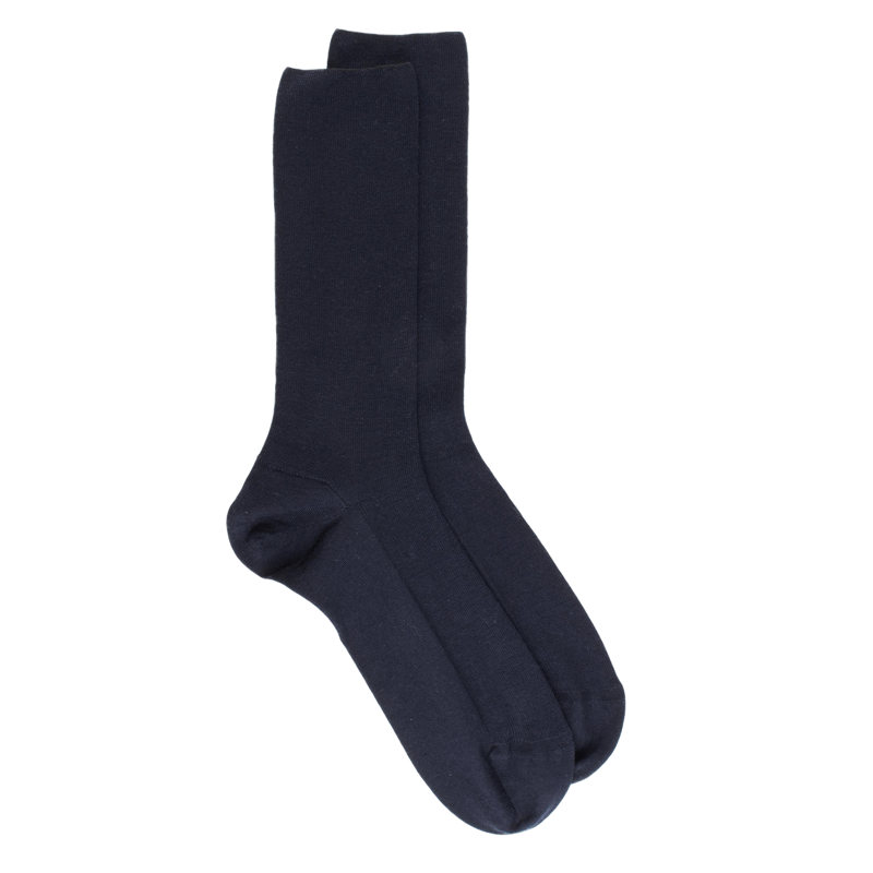 Chaussettes homme spéciales jambes sensibles sans bord élastique en laine - Bleu foncé | Doré Doré