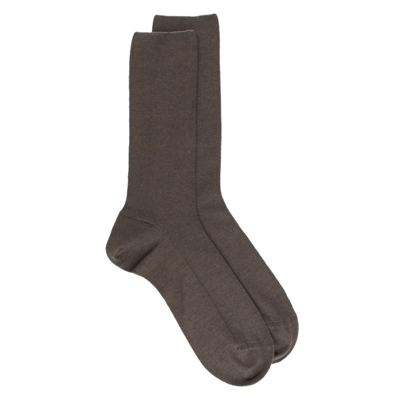 Chaussettes homme spéciales jambes sensibles sans bord élastique en laine - Vert sapin foncé | Doré Doré