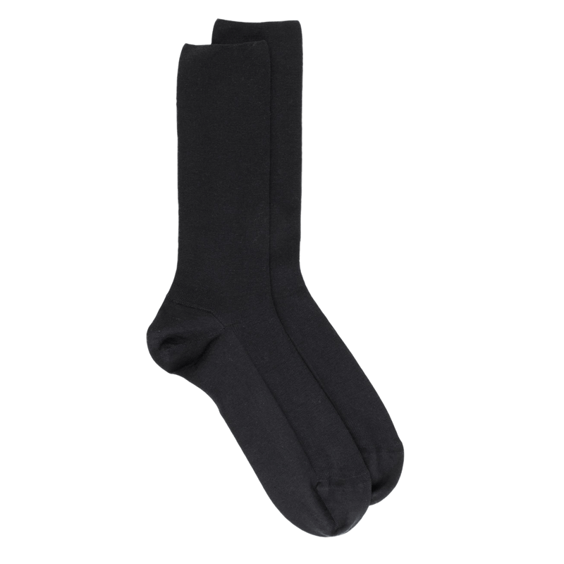 Chaussettes homme spéciales jambes sensibles sans bord élastique en laine - Noir | Doré Doré