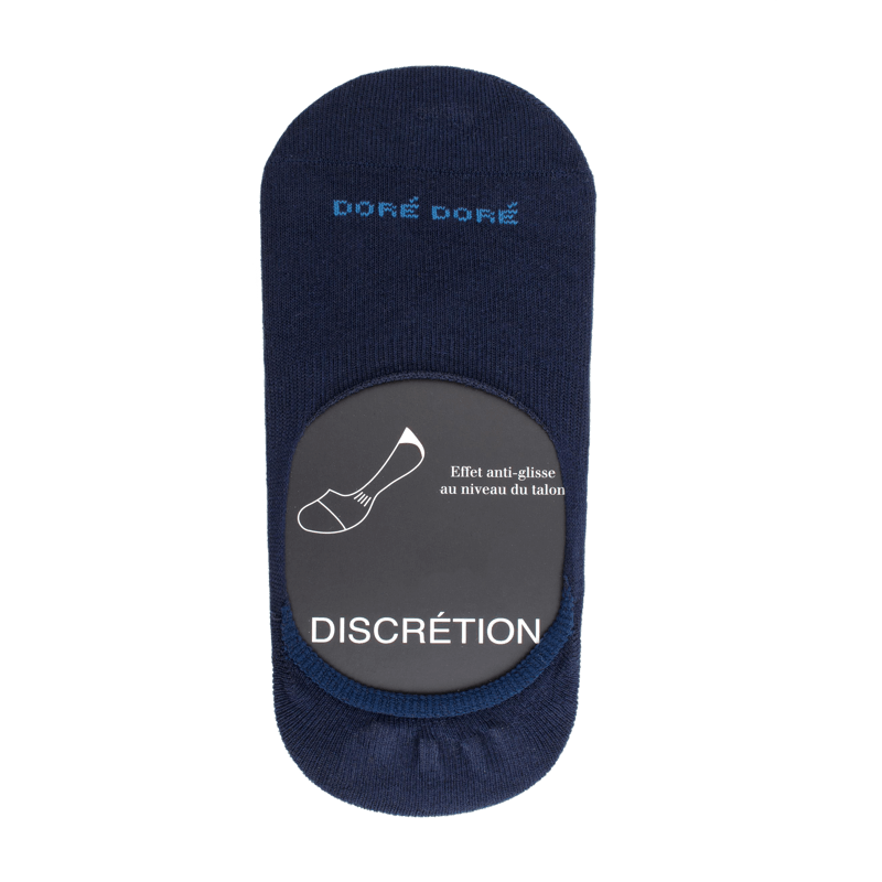 Chaussettes femme invisible en coton et bandes anti-glisse - Bleu marine | Doré Doré