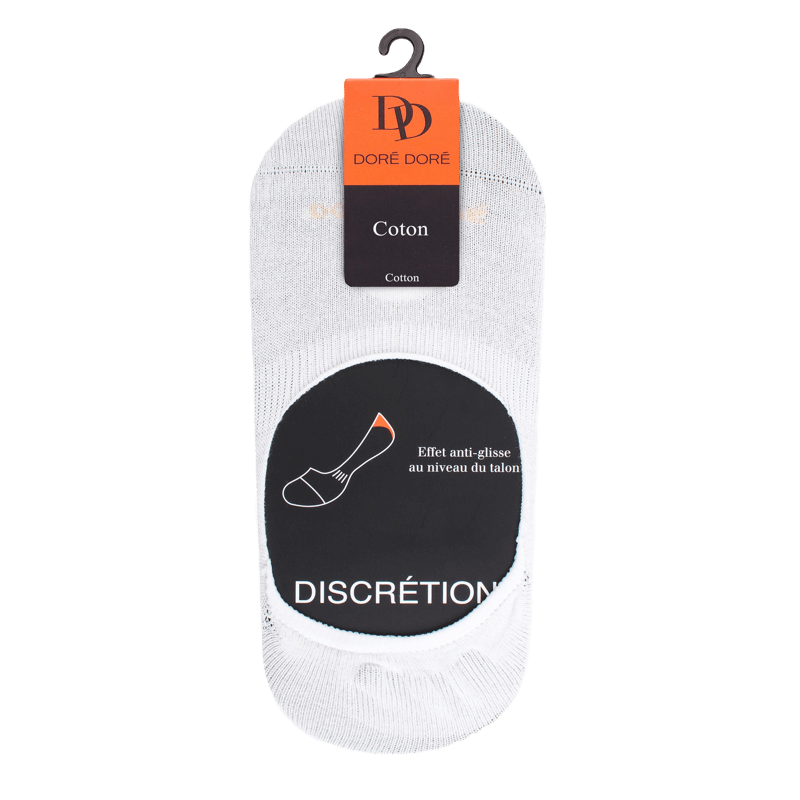 Chaussettes femme invisible en coton et bandes anti-glisse - Blanc | Doré Doré